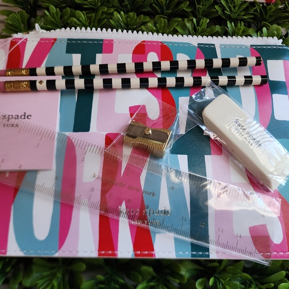 NWT kate spade notebook & pencil pouch set Layered Logo - Picture 8 of 8